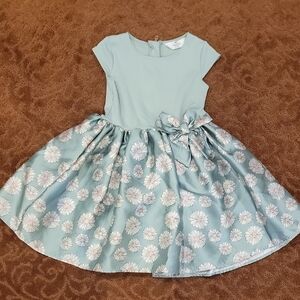 Floral Green Kids Flare Dress